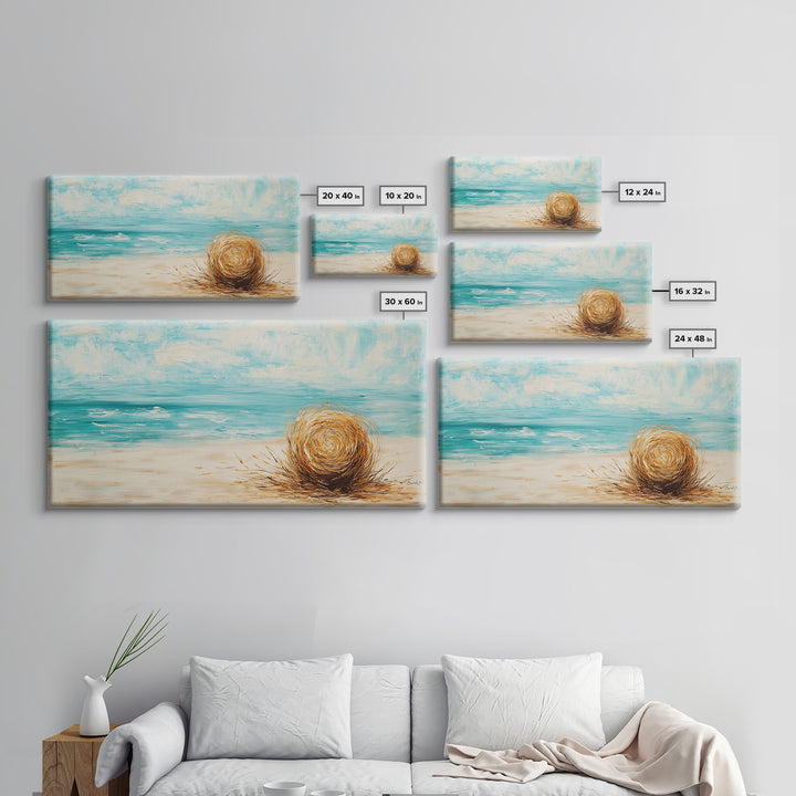 Beach Grass, coastal wall art, farmhouse decor, nautical painting, seascape painting, framed canvas print, panoramic art