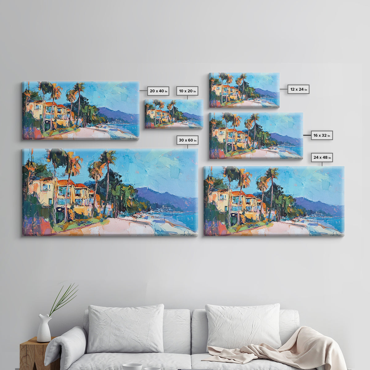 Beach House, Coastal Landscape Art, Framed Canvas Print, Hawaii Art, Coastal Wall Art, Surf Wall Art, Nautical Decor