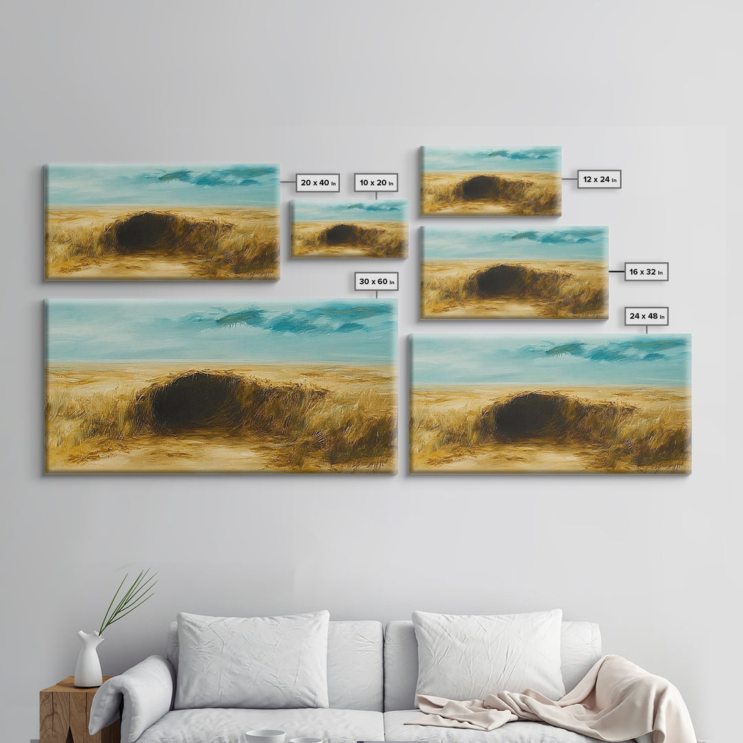 Desert Landscape, Ozymandias art, rustic wall art, above sofa art, extra wide art, panoramic painting, Canvas Print
