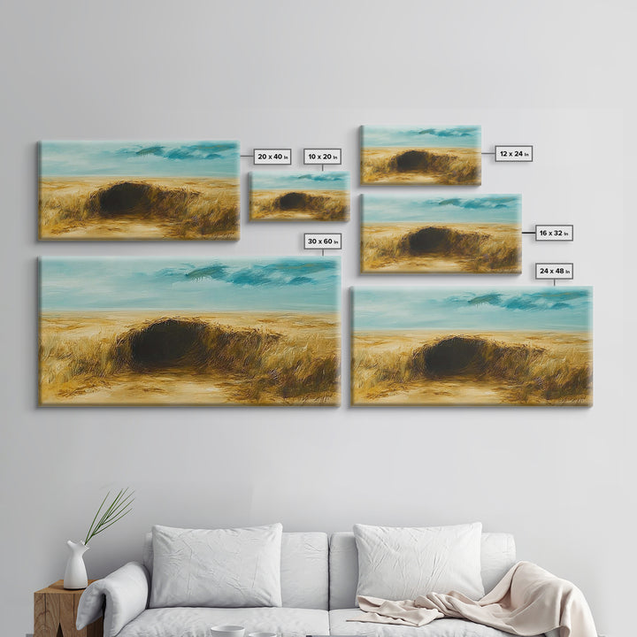 Desert Landscape, Ozymandias art, rustic wall art, above sofa art, extra wide art, panoramic painting, Canvas Print