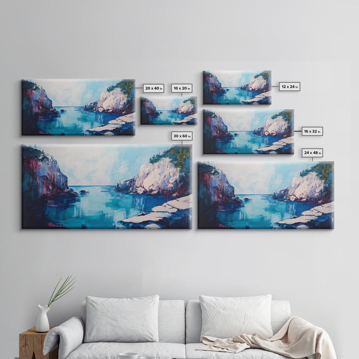 Ocean Cliffs, Seascape Painting, Nautical Decor, Coastal Landscape Art, Above Couch Art, Bedroom Art, Canvas Print, Gift Idea