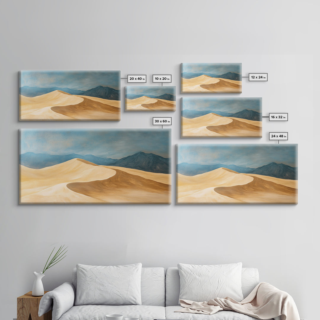 Desert Landscape, Mountain Painting, Rustic Decor, Southwest Wall Art, Framed Canvas Print, Panoramic Art, Earthy Tones Wall Art