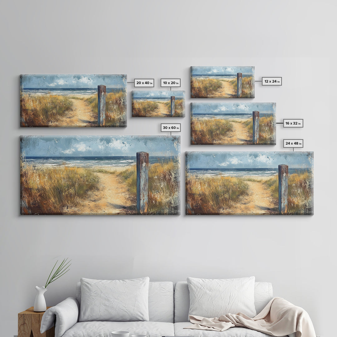 Coastal Pathway, coastal landscape art, nautical decor, seascape painting, coastal painting, beach house decor, Canvas Print