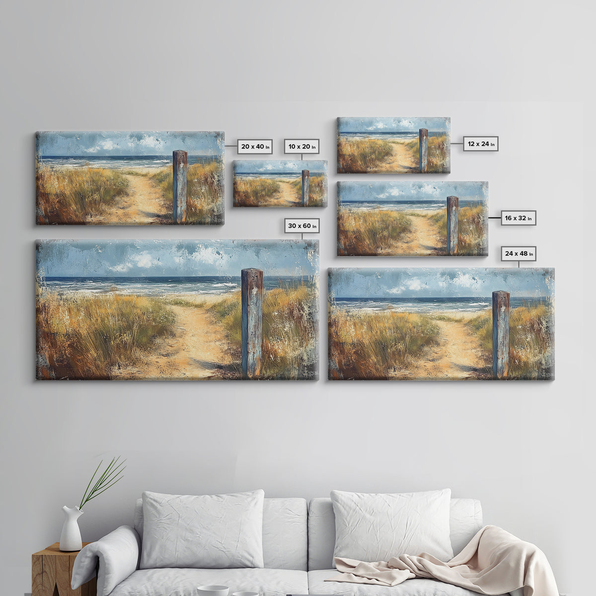 Coastal Pathway, coastal landscape art, nautical decor, seascape painting, coastal painting, beach house decor, Canvas Print