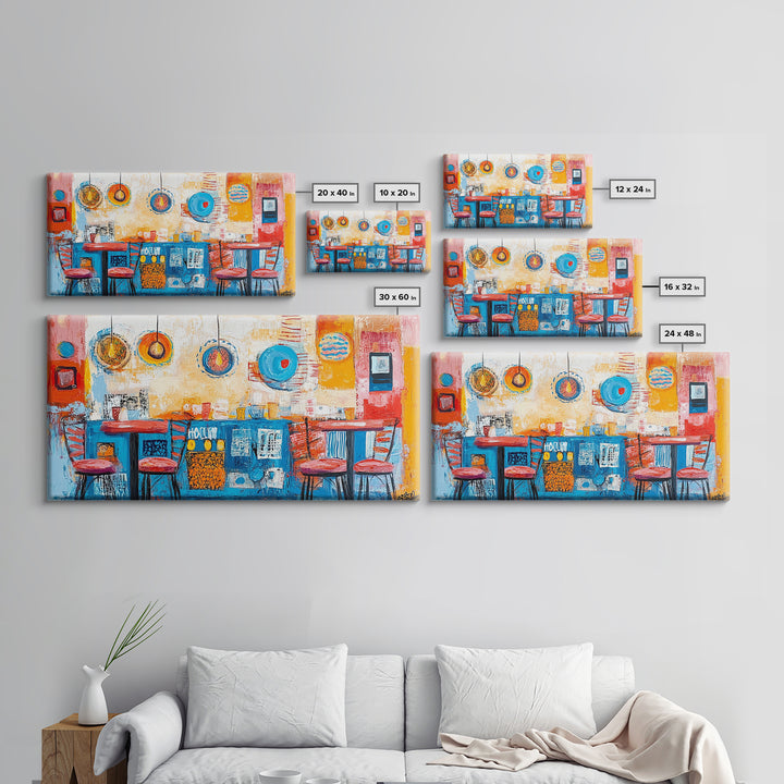 Cafe painting, espresso martini wall art, coffee wall art, food review kitchen art, warm cozy vibes, rustic decor, framed canvas print, boho art