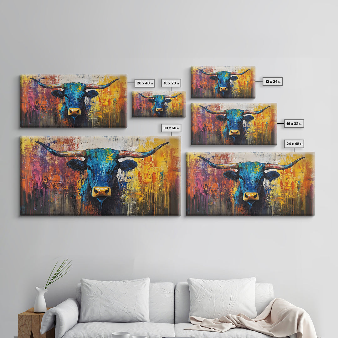Abstract Bull, bold color wall art, rustic decor, farmhouse art, moody ...