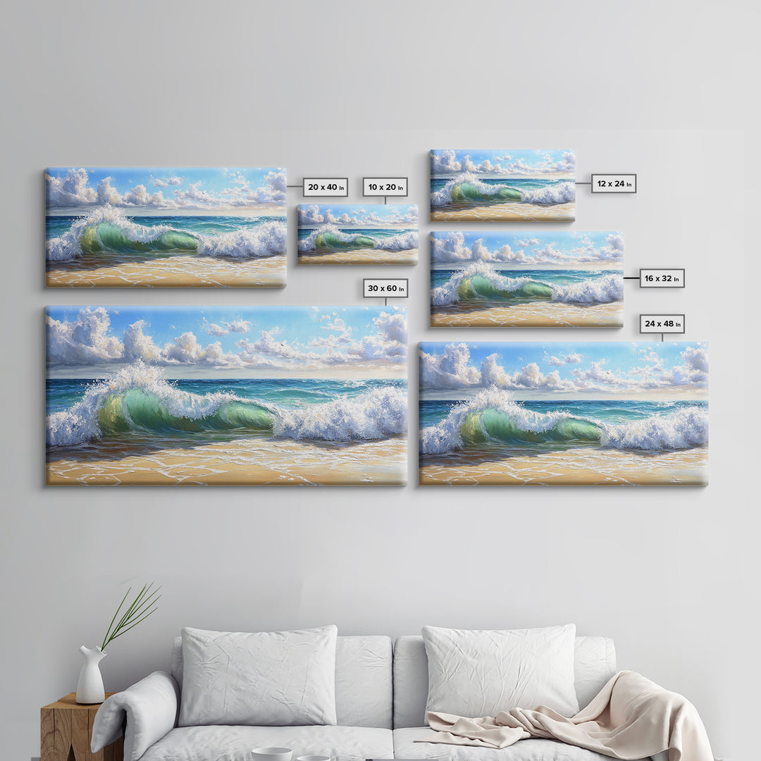 Beach Wave Painting, Coastal Landscape Art, Ocean Wall Art, Surf Wall Art, Nautical Decor, Seascape Art, Horizontal Wall Art, Canvas Print