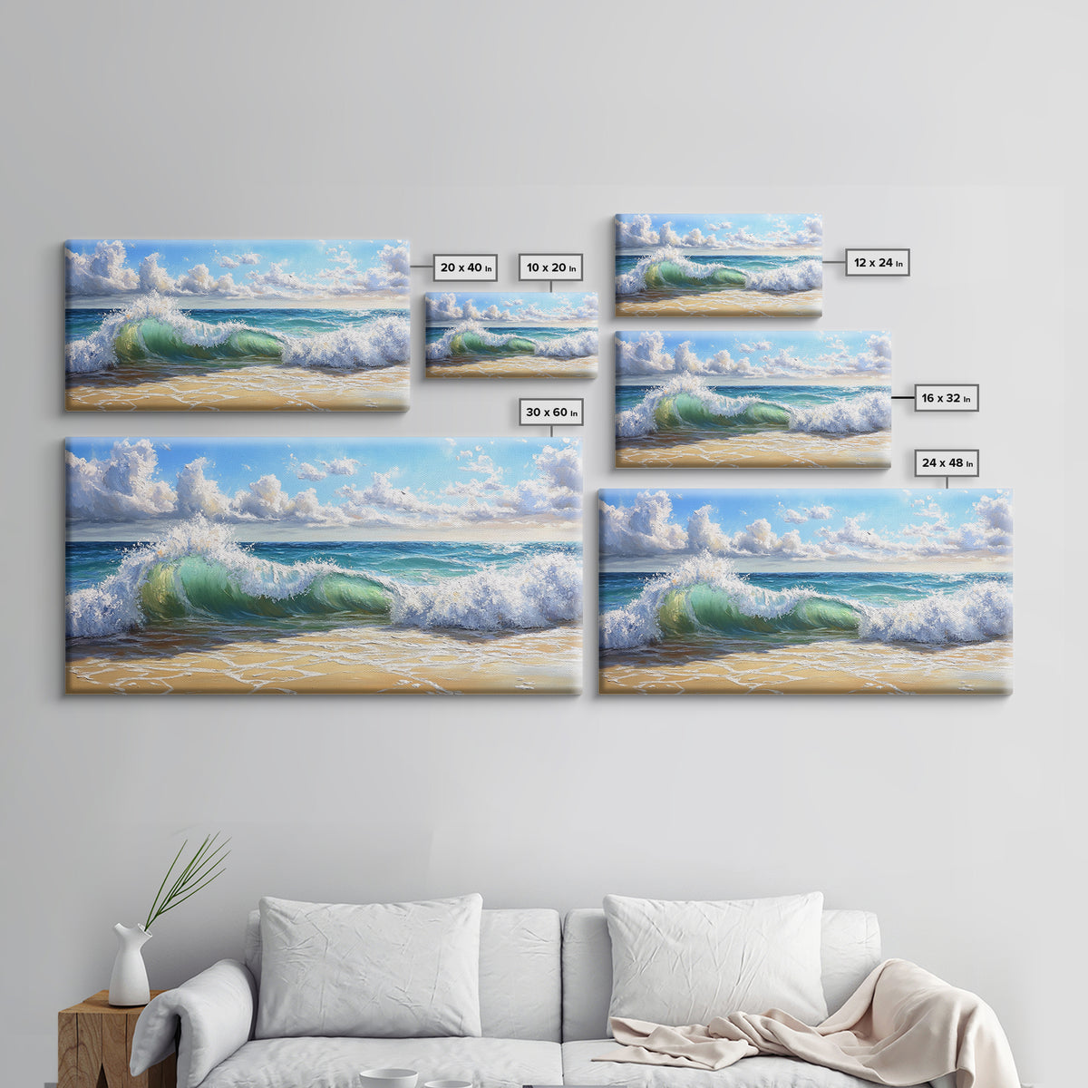 Beach Wave Painting, Coastal Landscape Art, Ocean Wall Art, Surf Wall Art, Nautical Decor, Seascape Art, Horizontal Wall Art, Canvas Print