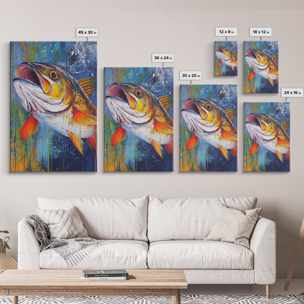 Trout Painting, Fly Fishing Art, Rustic Decor, Lake Tahoe Art, Nautical Wall Art, Coastal Decor, Framed Canvas Print, Gift Idea