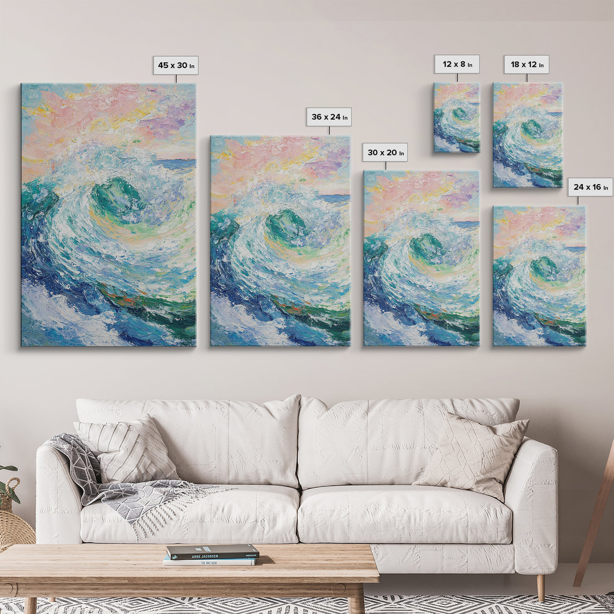 Ocean Wave Painting, Surf Wall Art, Coastal Cowgirl Wall Art, Seascape Painting, Canvas Print, Nautical Decor, Beach House Art