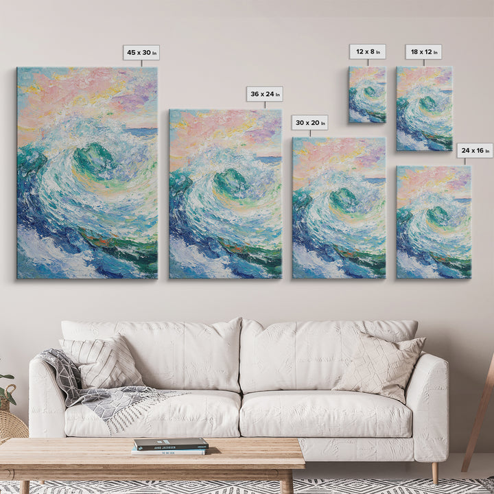Ocean Wave Painting, Surf Wall Art, Coastal Cowgirl Wall Art, Seascape Painting, Canvas Print, Nautical Decor, Beach House Art