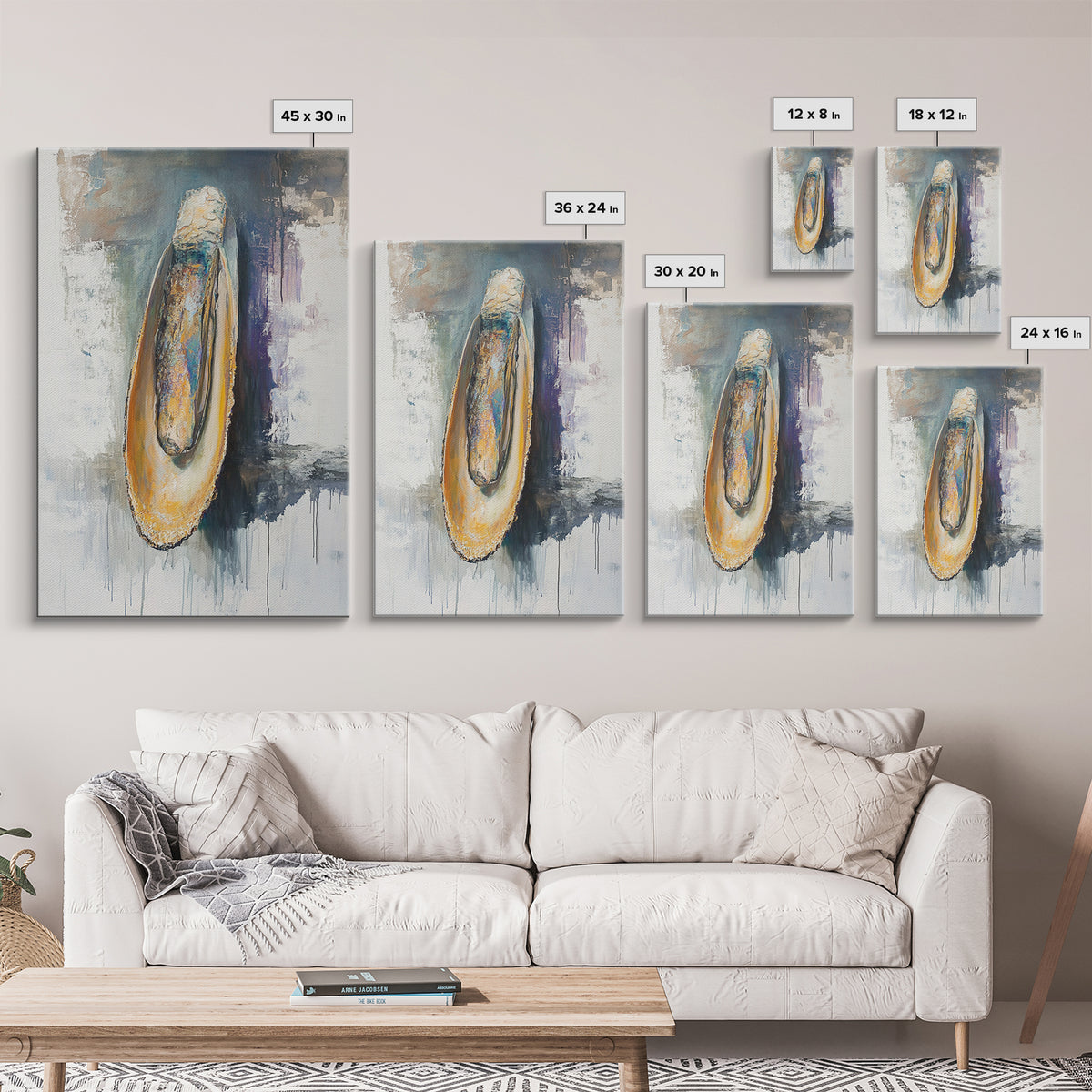 Abstract Oyster, oyster painting, oyster shell painting, coastal wall art, wabi sabi art, neutral wall art, canvas print, home decor