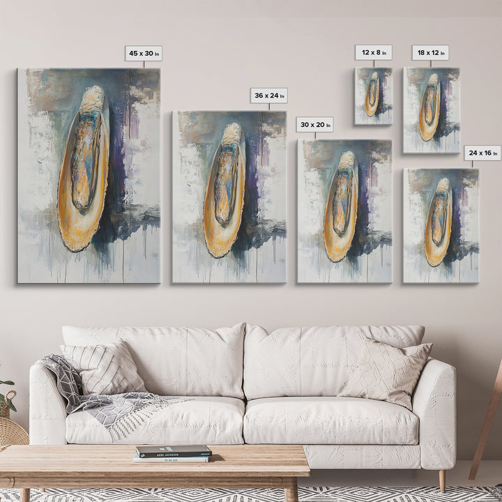 Abstract Oyster, oyster painting, oyster shell painting, coastal wall art, wabi sabi art, neutral wall art, canvas print, home decor