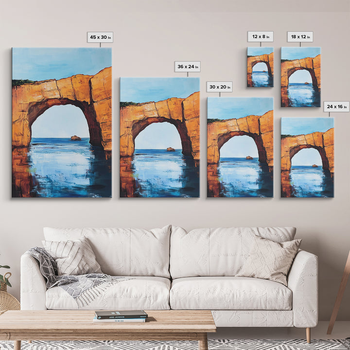 Ocean Arch, coastal painting, seascape painting, nautical decor, beach house art, extra wide art, framed canvas print, wall decor