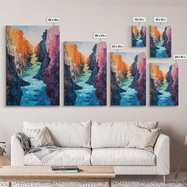 Canyon River, Southwest Wall Art, Canvas Print, Landscape Painting, Rustic Decor, Adventure Art, Moody Art, Tall Narrow Art
