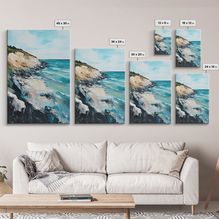 Cliffside View, Ocean Painting, Canvas Print, Coastal Wall Art, Nautical Decor, Seascape Art, Rustic Art, Gift Idea, Above Bed Art