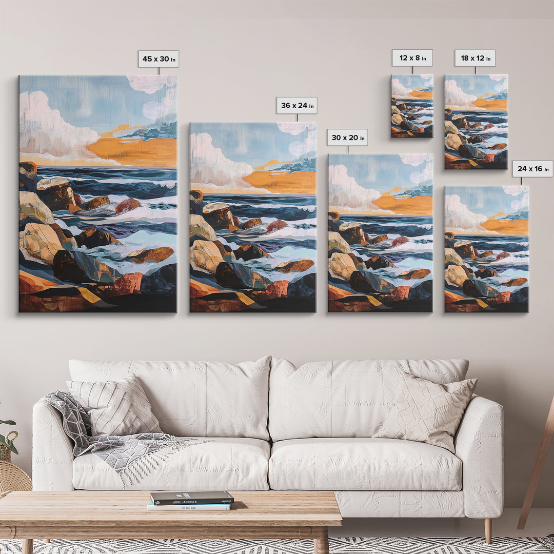 Stormy Coast, Moody Seascape, Canvas Print, Nautical Wall Art, Coastal Decor, Rustic Art, Ocean Painting, Gift Idea, Bedroom Art