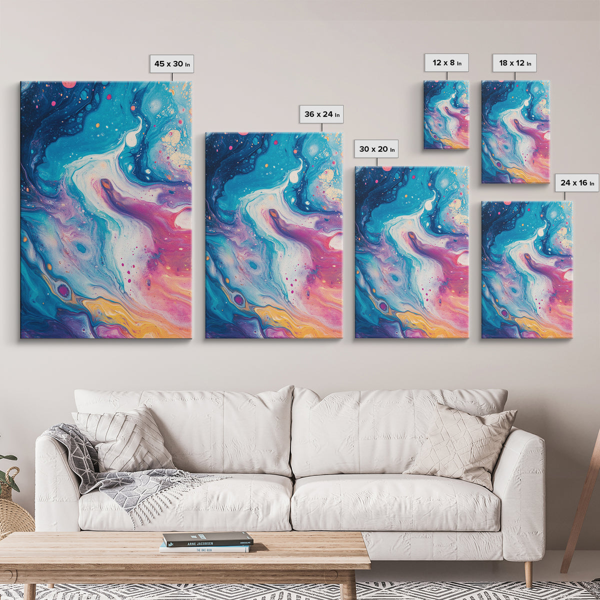 Cosmic Swirl Art, Space Wall Decor, Abstract Galaxy Art, Moody Blue Art, Science Art, Canvas Print, Bedroom Wall Decor, Gift Idea