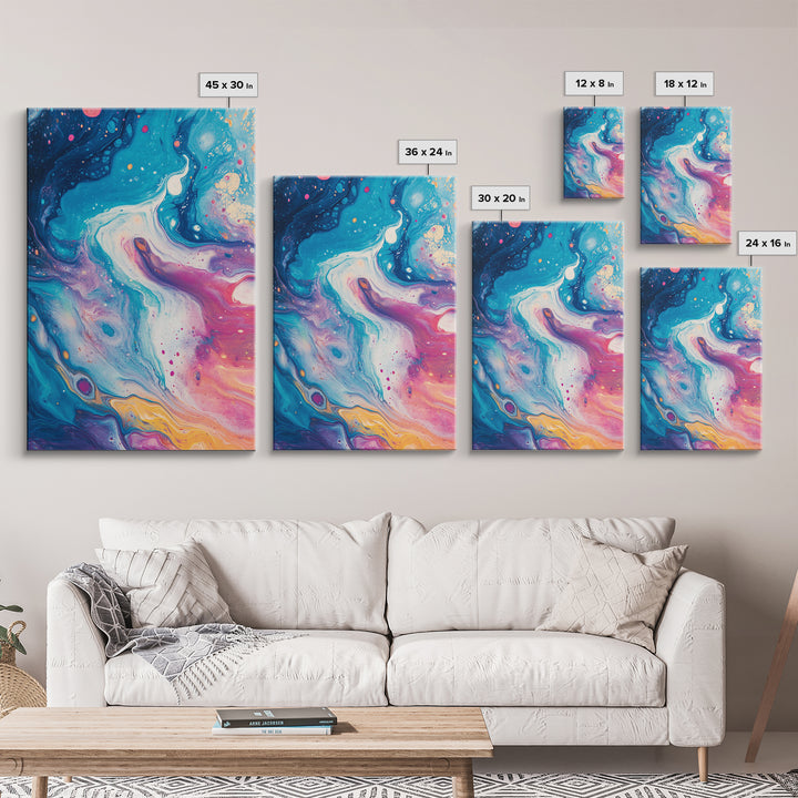 Cosmic Swirl Art, Space Wall Decor, Abstract Galaxy Art, Moody Blue Art, Science Art, Canvas Print, Bedroom Wall Decor, Gift Idea