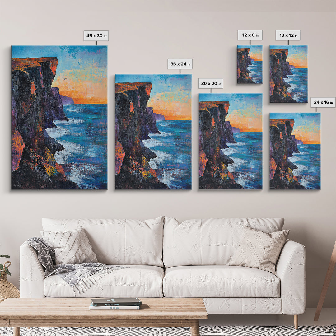 Cliffs of Moher, Ireland Painting, Coastal Landscape Art, Seascape Painting, Nautical Wall Art, Canvas Print, Gift Idea