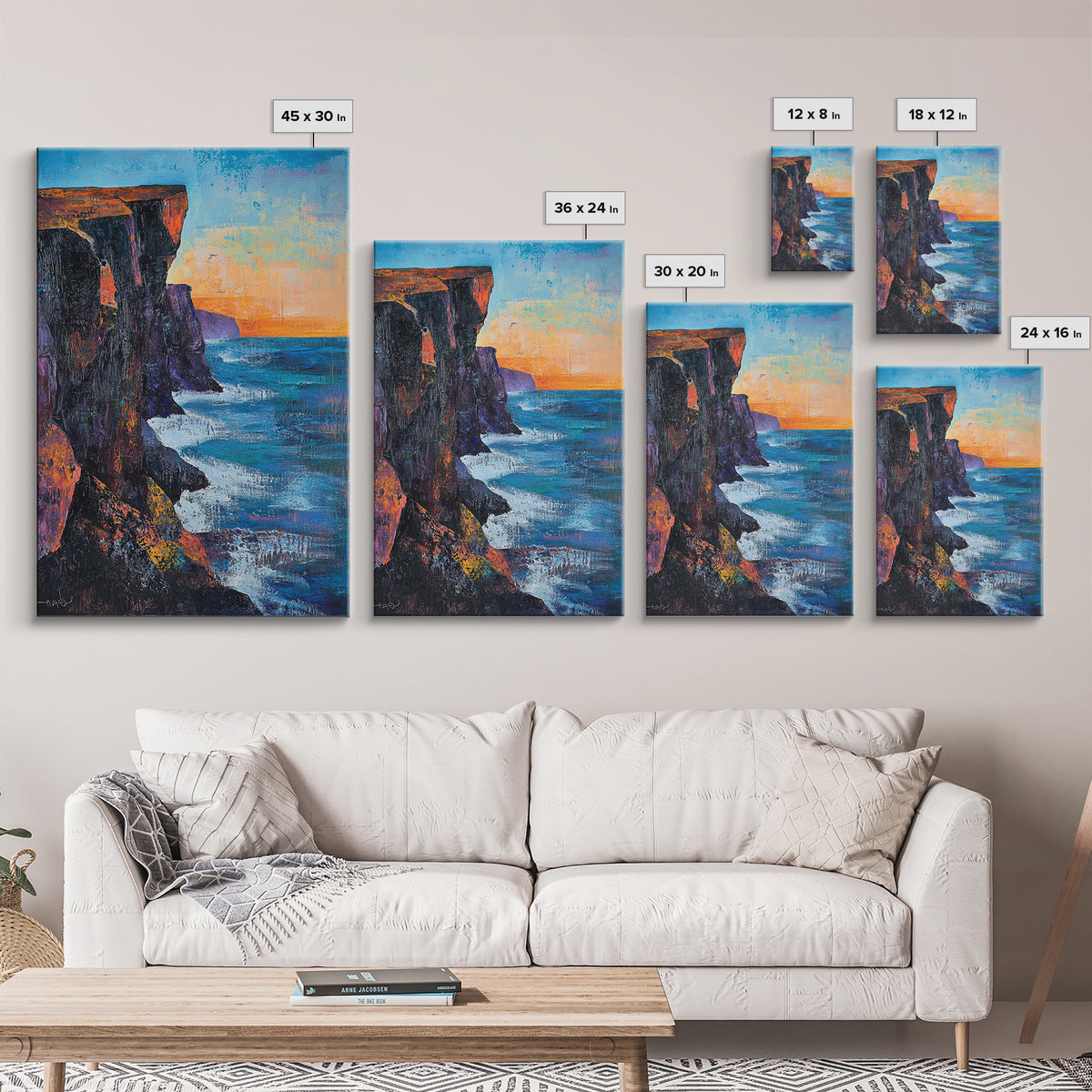 Cliffs of Moher, Ireland Painting, Coastal Landscape Art, Seascape Painting, Nautical Wall Art, Canvas Print, Gift Idea