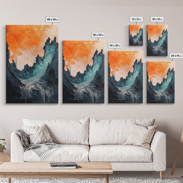 Abstract Wave Energy Canvas Print Moody Ocean Painting Stormy Water Art Modern Wall Decor Living Room Accent Gift Under 75