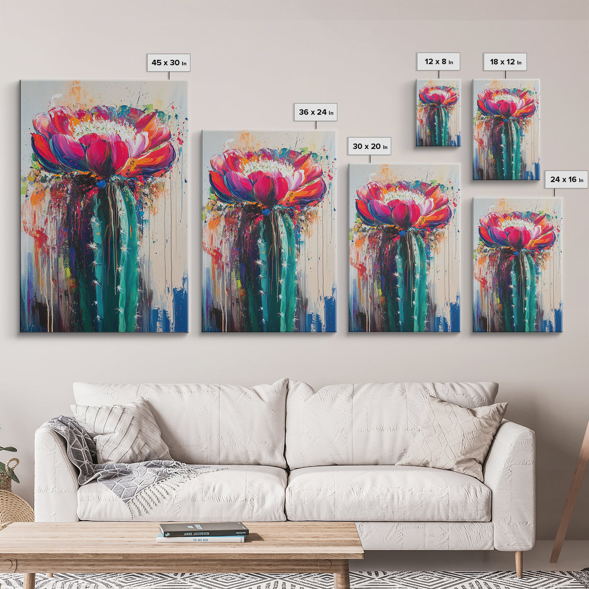 Cactus Flower, Botanical Prints, Southwest Wall Art, Boho Art, Moody Art, Rustic Wall Art, Living Room Art, Canvas Print