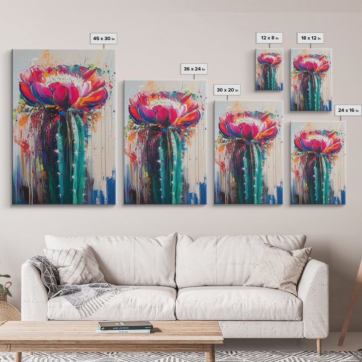 Cactus Flower, Botanical Prints, Southwest Wall Art, Boho Art, Moody Art, Rustic Wall Art, Living Room Art, Canvas Print