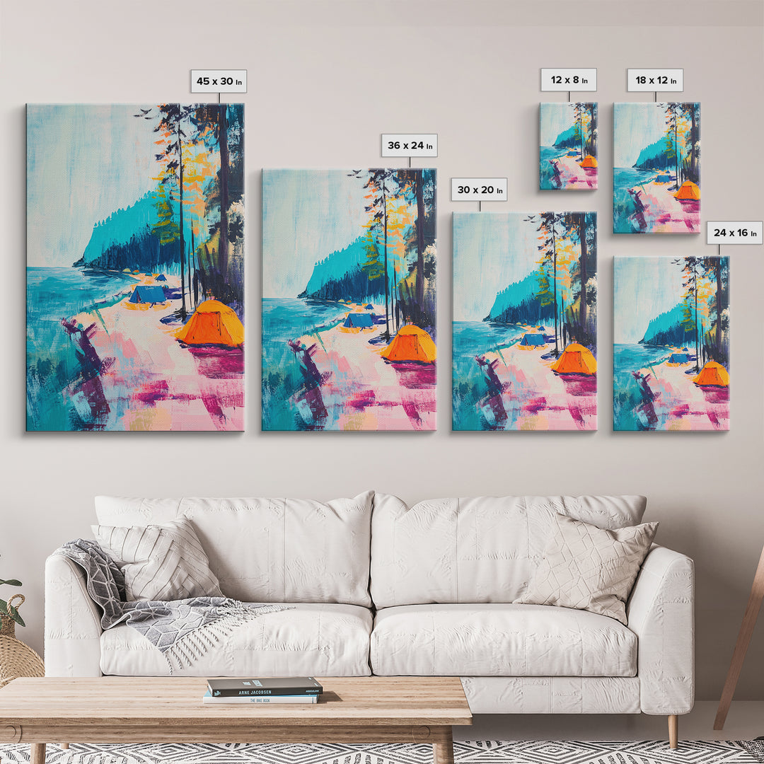 Coastal Camping, Joshua Tree Art, Coastal Cowgirl Wall Art, Outdoor Painting, Nautical Decor, Above Sofa Art, Canvas Print