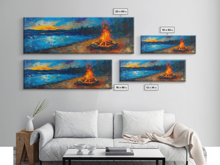Cozy Campfire Night Painting, Rustic Cabin Decor, Warm Autumn Wall Art, Outdoor Adventure Art, Living Room Wall Art