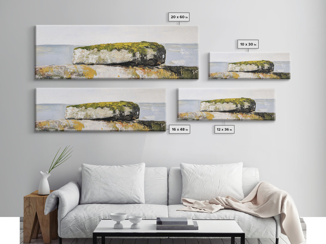 Coastal Rock Formation Canvas Print - Minimalist Seascape Wall Art, Neutral Home Decor, Nature Inspired Living Room Art,