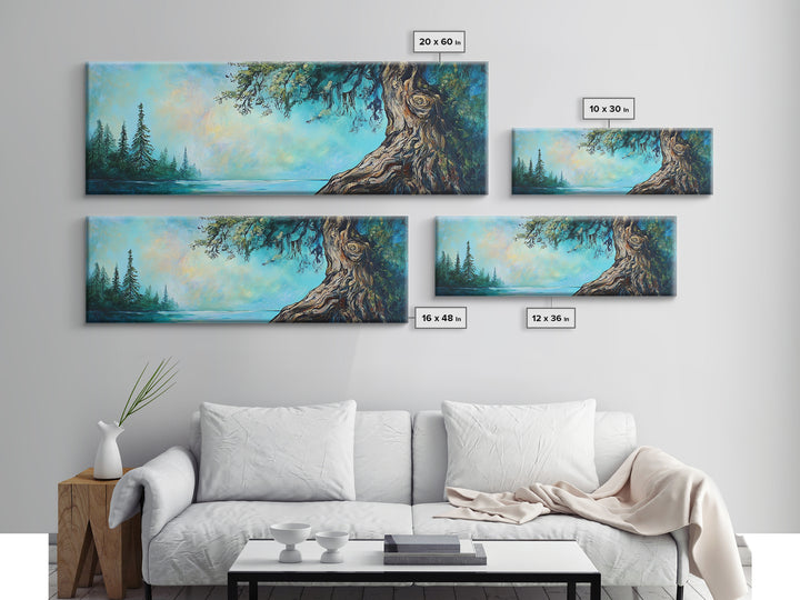 Ancient Tree Serenity Canvas Print Majestic Nature Painting Mystical Forest Art Peaceful Landscape Large Wall Art Living Room