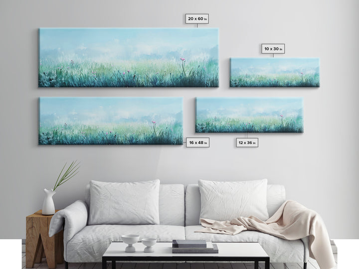 Dreamy Meadow Painting Framed Canvas Print - Soft Pastel Wildflower Art, Peaceful Nature Wall Decor, Bedroom BAesthetic, Gift Idea