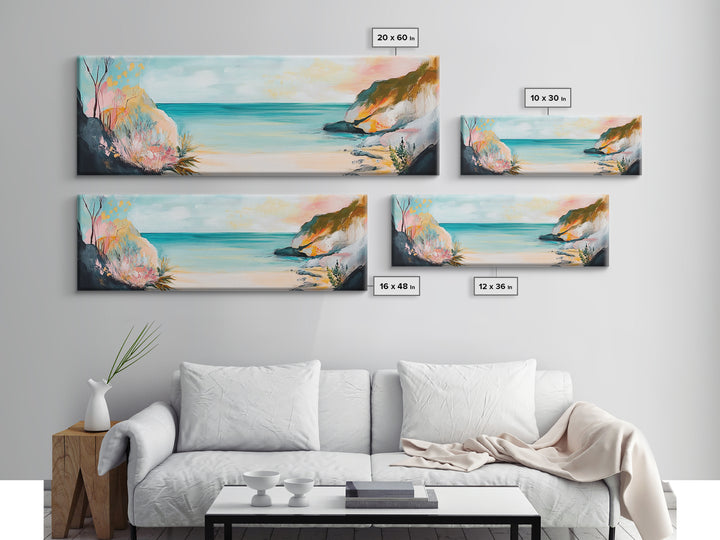 Abstract Beach Painting Soft Pastel Coastal Art Minimalist Boho Seaside Wall Decor Tranquil Ocean Artwork Bedroom Office