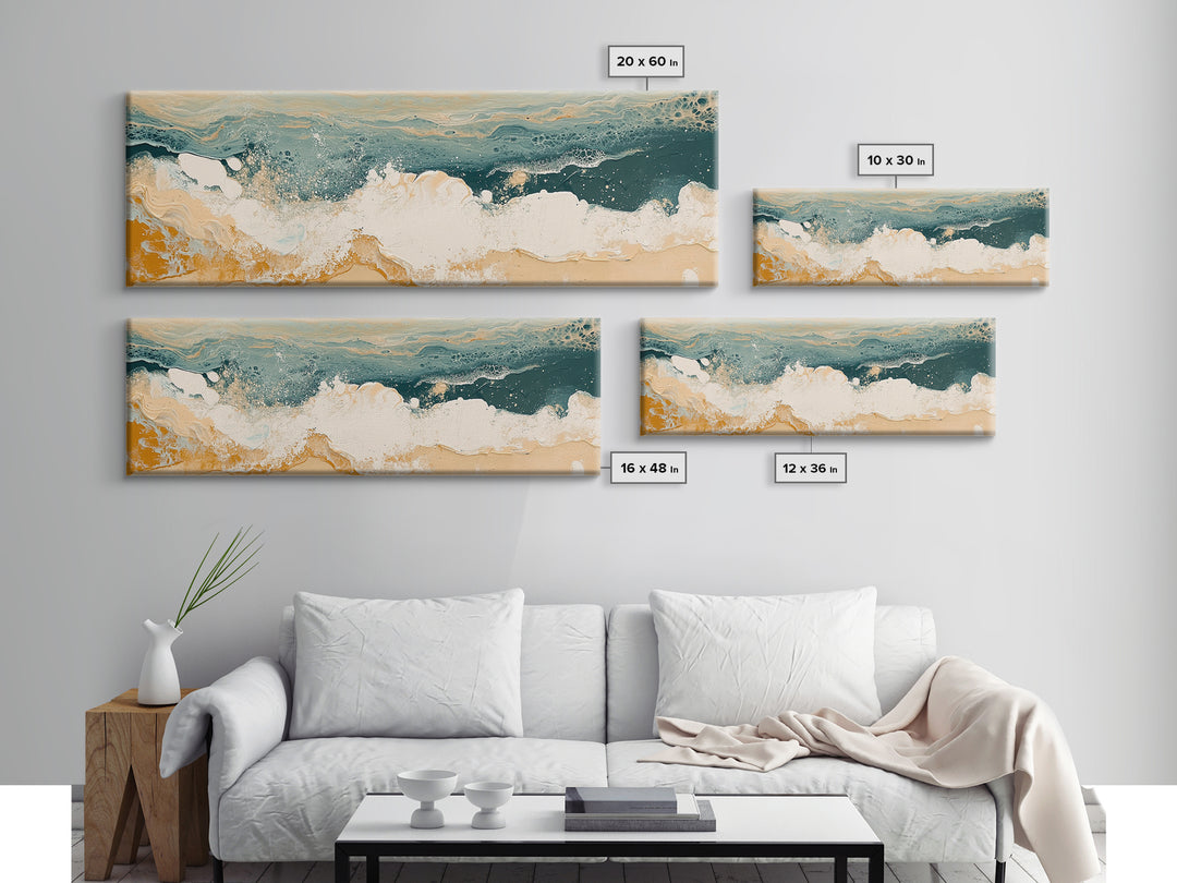 Abstract Ocean Waves Framed Canvas Print Coastal Wall Art, Beach House Decor, Modern Seascape, Large Wall Art, Minimalist Art