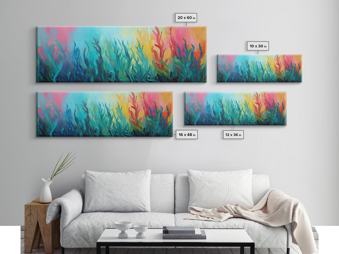 Abstract Seaweed Canvas Print Vibrant Coastal Wall Art, Ocean Inspired Decor, Modern Underwater Painting, Boho Home Accent