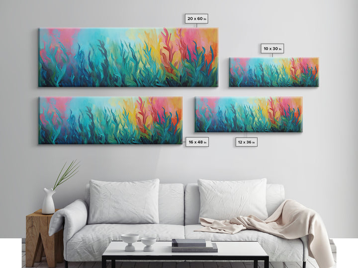 Abstract Seaweed Canvas Print Vibrant Coastal Wall Art, Ocean Inspired Decor, Modern Underwater Painting, Boho Home Accent