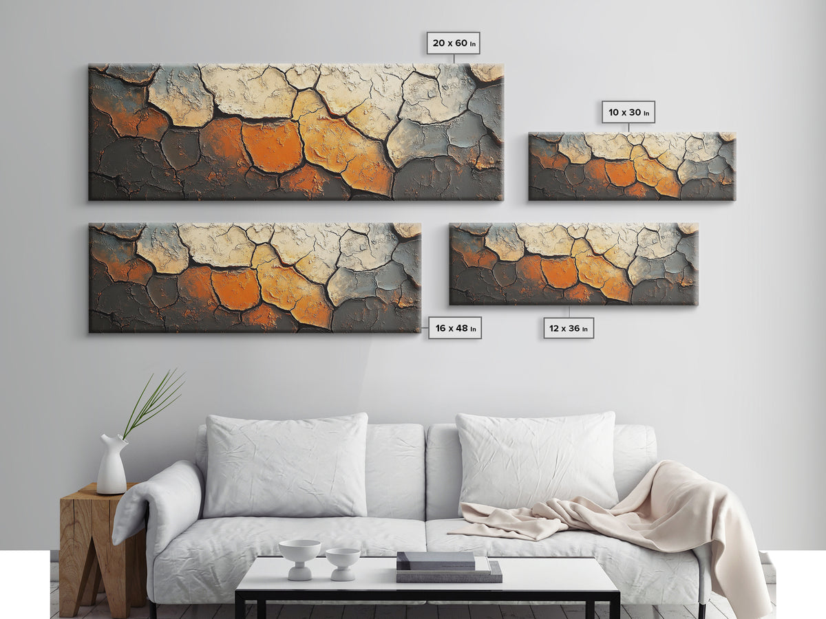 Cracked Earth, Textured Wall Art, Abstract Painting, Earthy Tones, Framed Canvas Print, Industrial Home Decor, Office Artwork