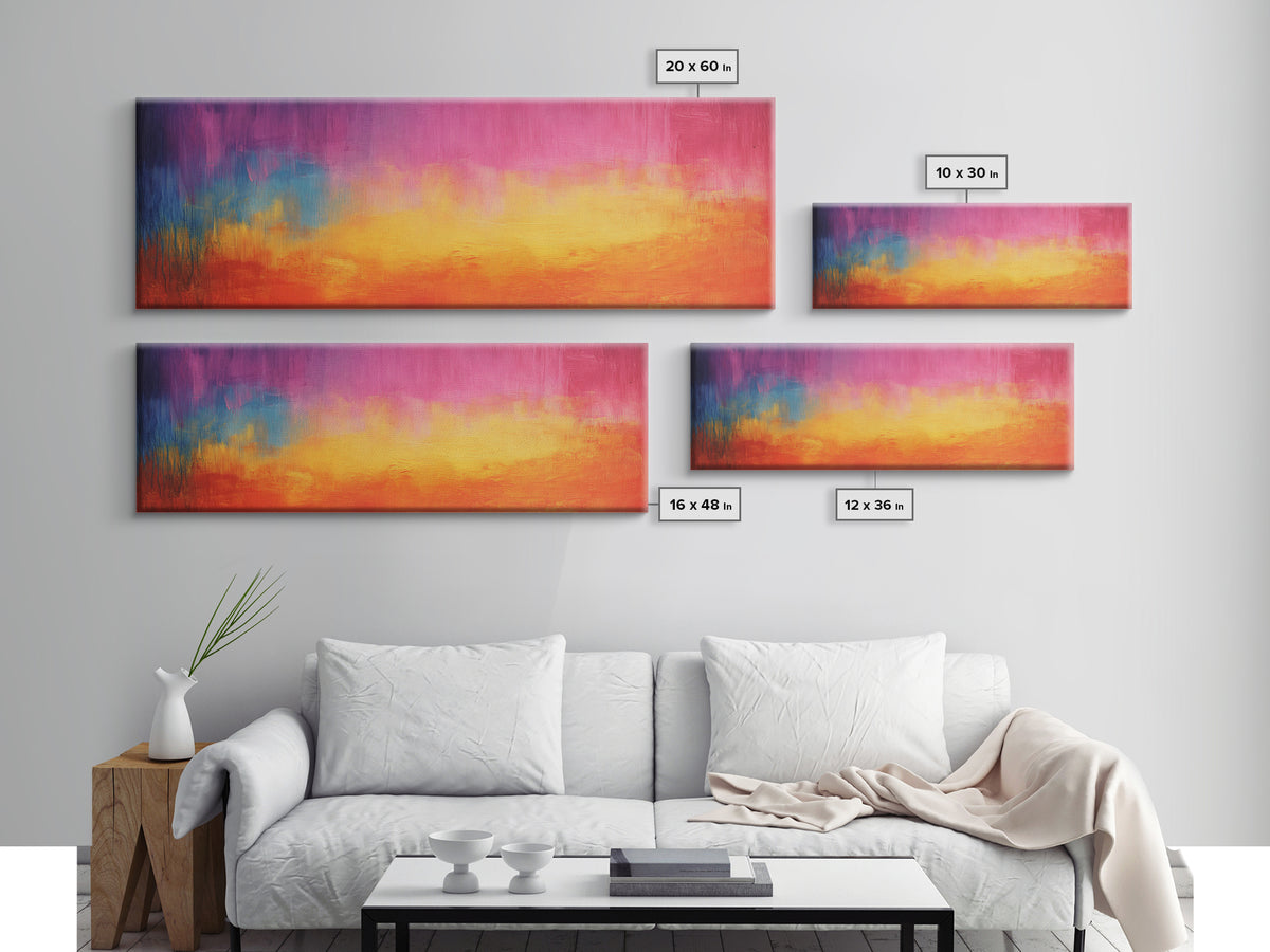 Colorful Gradient, Vibrant Abstract Painting, Modern Wall Art, Sunset Tones, Canvas Print, Boho Style, Living Room Artwork