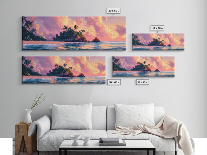 Tropical Sunset, Palm Tree Beach, Coastal Wall Art, Canvas Print, Island Paradise, Vibrant Seascape, Bedroom Decor, Summer Aesthetic