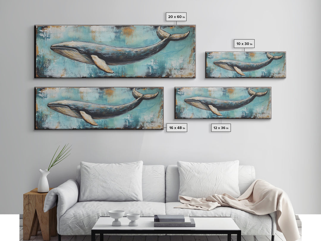 Blue Whale, Ocean Art, Canvas Print, Coastal Home Decor, Nautical Wall Art, Marine Life Painting, Beach House Wall Art, Rustic Artwork