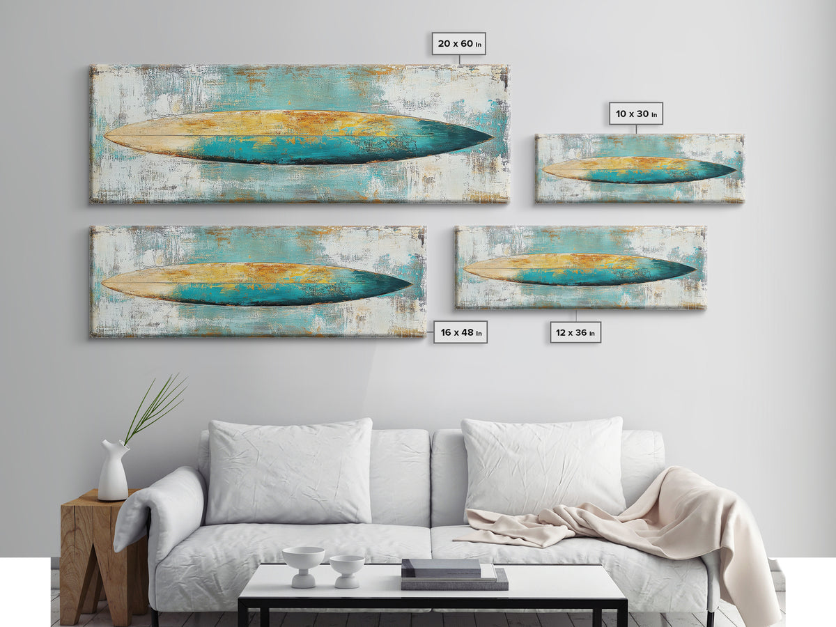 Surfboard Art, Beach Decor, Coastal Wall Art, Surfboard Painting, Beach Art, Bedroom Wall Art, Canvas Print, Framed Canvas Print