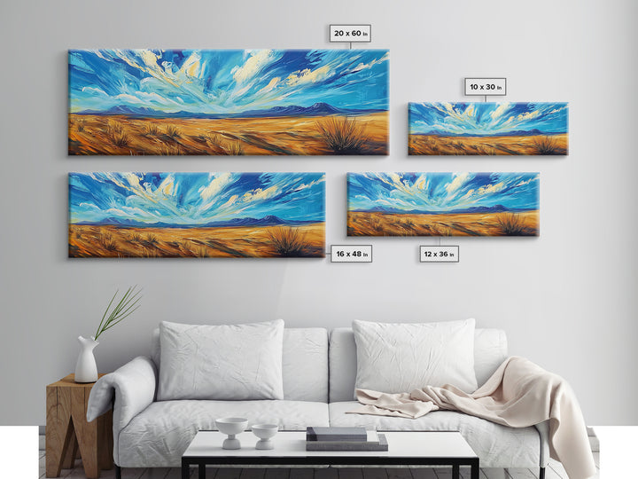 Desert Landscape, Sunset Over Mountains, Nature Painting, Home Decor, Living Room Art, Canvas Print, Framed Canvas Print
