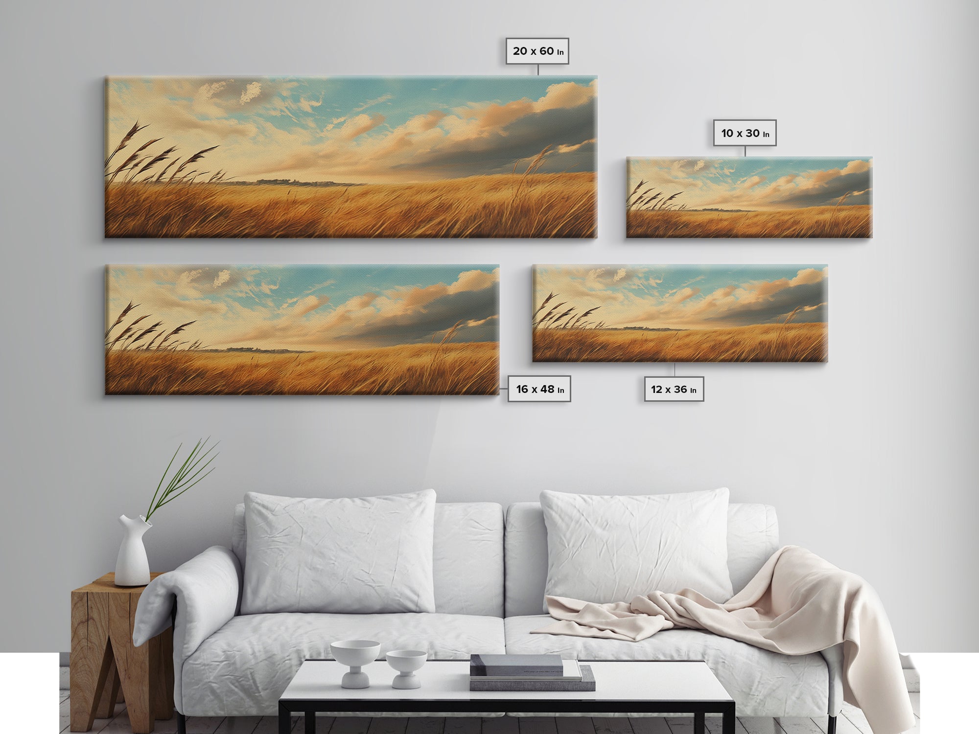 Golden Fields, Autumn Wind Art, Rustic Country Landscape, Farmhouse Home Decor, Living Room Art, Canvas Print, Framed Canvas Print