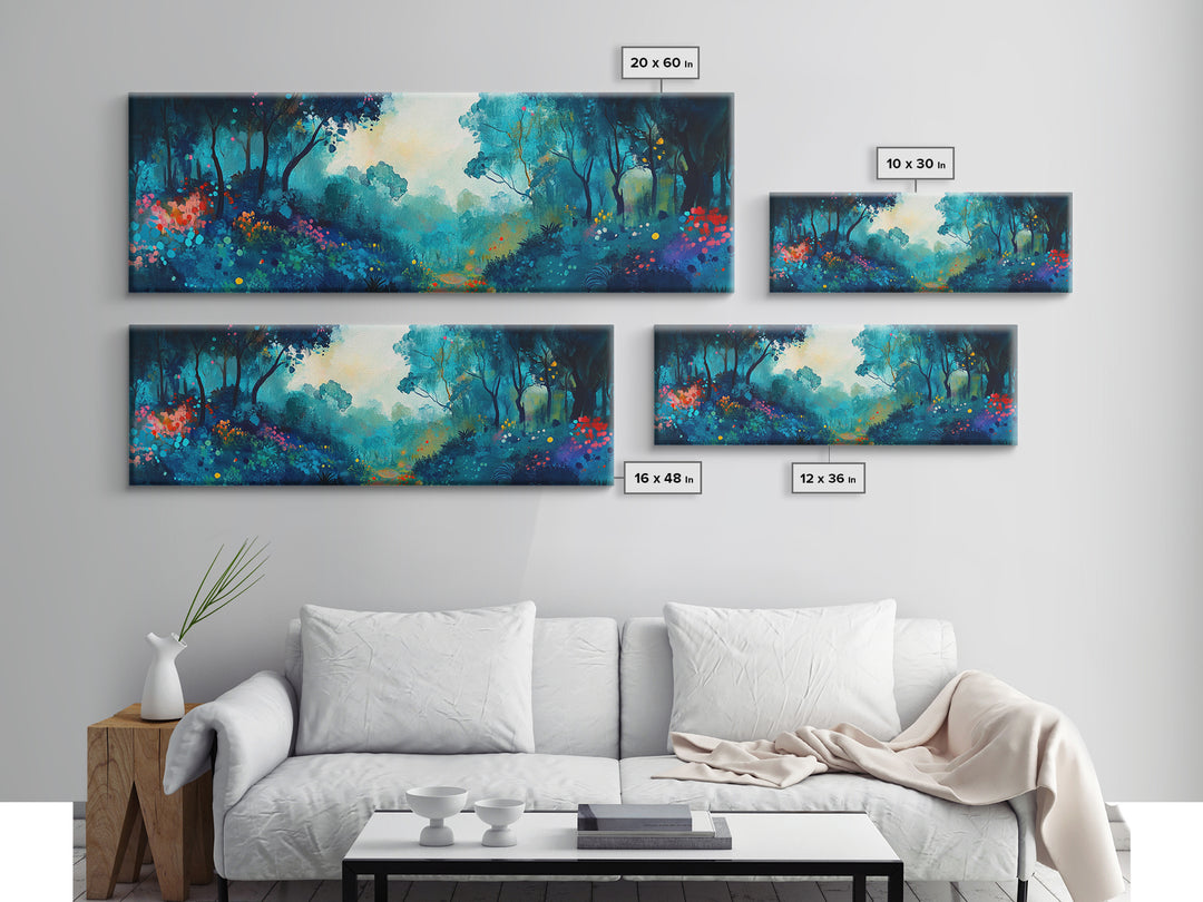 Mystical Forest Framed Canvas Print, Enchanted Woods Art, Vibrant Landscape Wall Art, Nature Home Decor, Boho Aesthetic