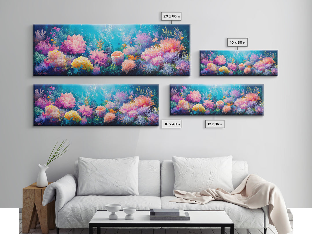 Deep Sea Fantasy Canvas Print, Oceanic Wonderland Wall Art, Marine Life Painting, Dreamy Underwater Aesthetic, Vibrant Colors