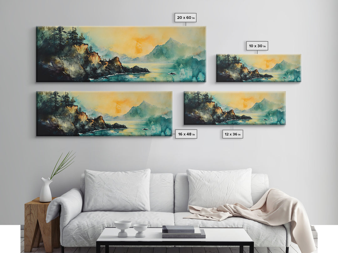 Coastal Cliff Sunset Canvas Print Atmospheric Nature Wall Art, Golden Hour Landscape, Relaxing Bedroom or Living Room Decor, Gift Idea