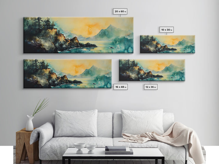 Coastal Cliff Sunset Canvas Print Atmospheric Nature Wall Art, Golden Hour Landscape, Relaxing Bedroom or Living Room Decor, Gift Idea