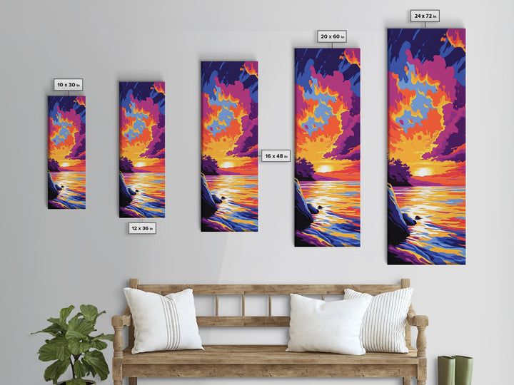 Ocean Sunset, Waves & Sky, Coastal Beauty, Canvas Print, Beach House Art, Nautical Wall Decor, Relaxing Home Accent, Summer Vibes