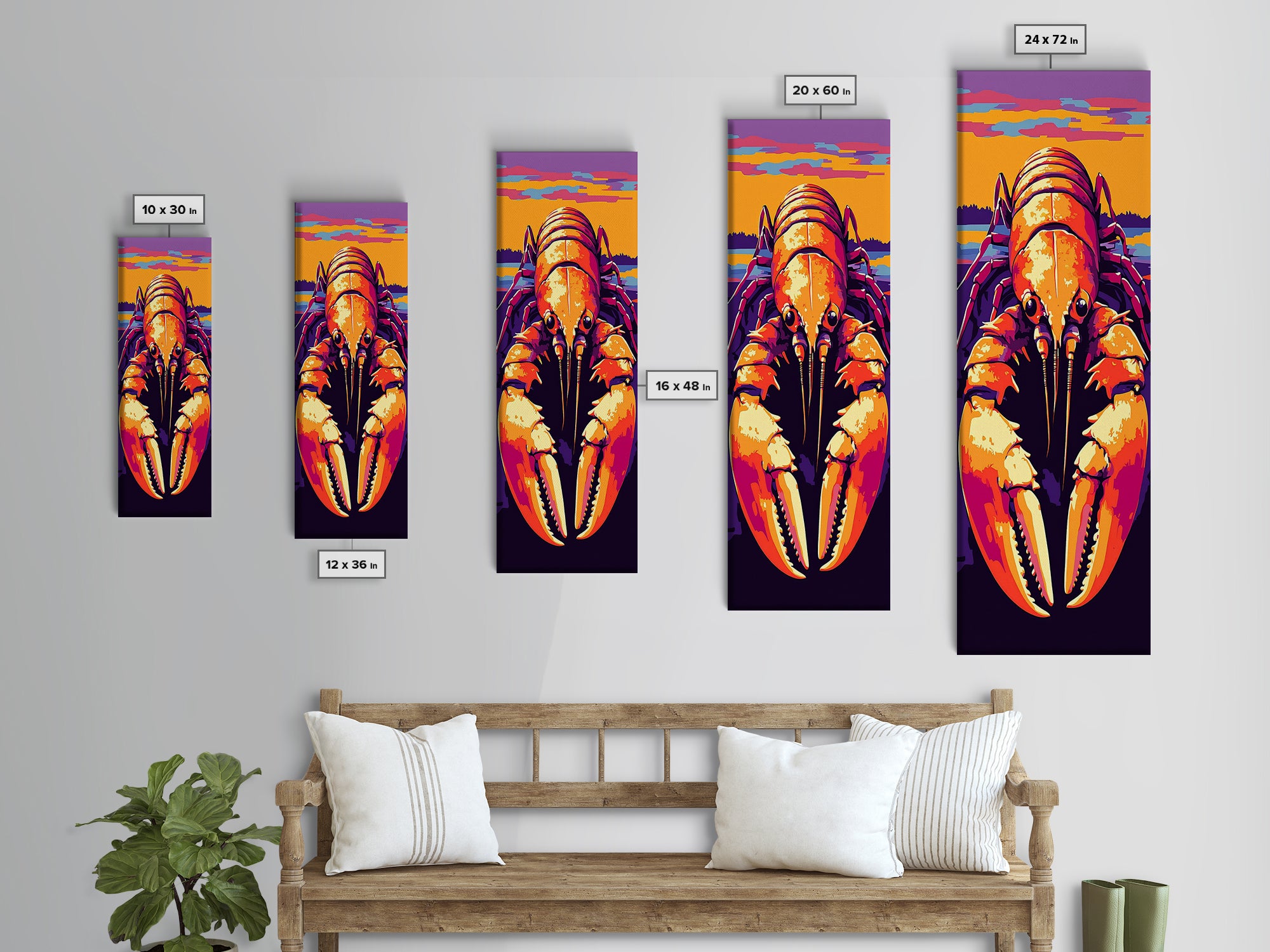 Lobster Art, Coastal Kitchen, Nautical Decor, Seafood Lover, Modern Wall Art, Vibrant Painting, Unique Gift, Framed Canvas Print